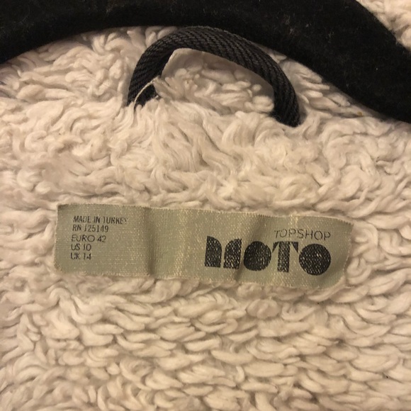 Topshop Moto Sherpa Black Denim Jacket - Picture 5 of 5
